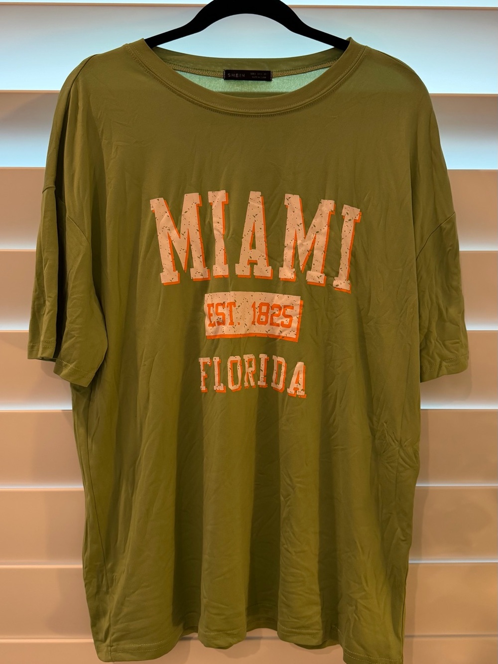 SHEIN Green 'MIAMI' Graphic Short Sleeve Tee